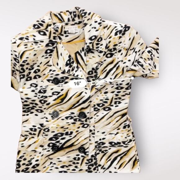 Tweeds Silk Animal Print Trench Style Jacket Size M - Picture 5 of 8